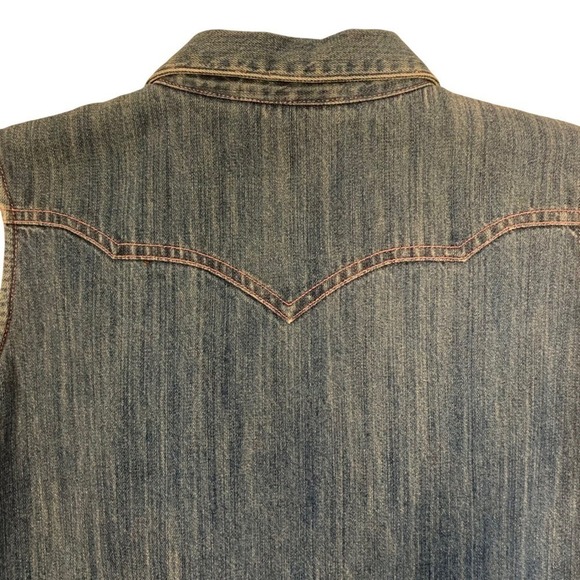 Wrangler Womens Denim Vest Sleeveless Western Style Pink Stitching Size L - Picture 5 of 11